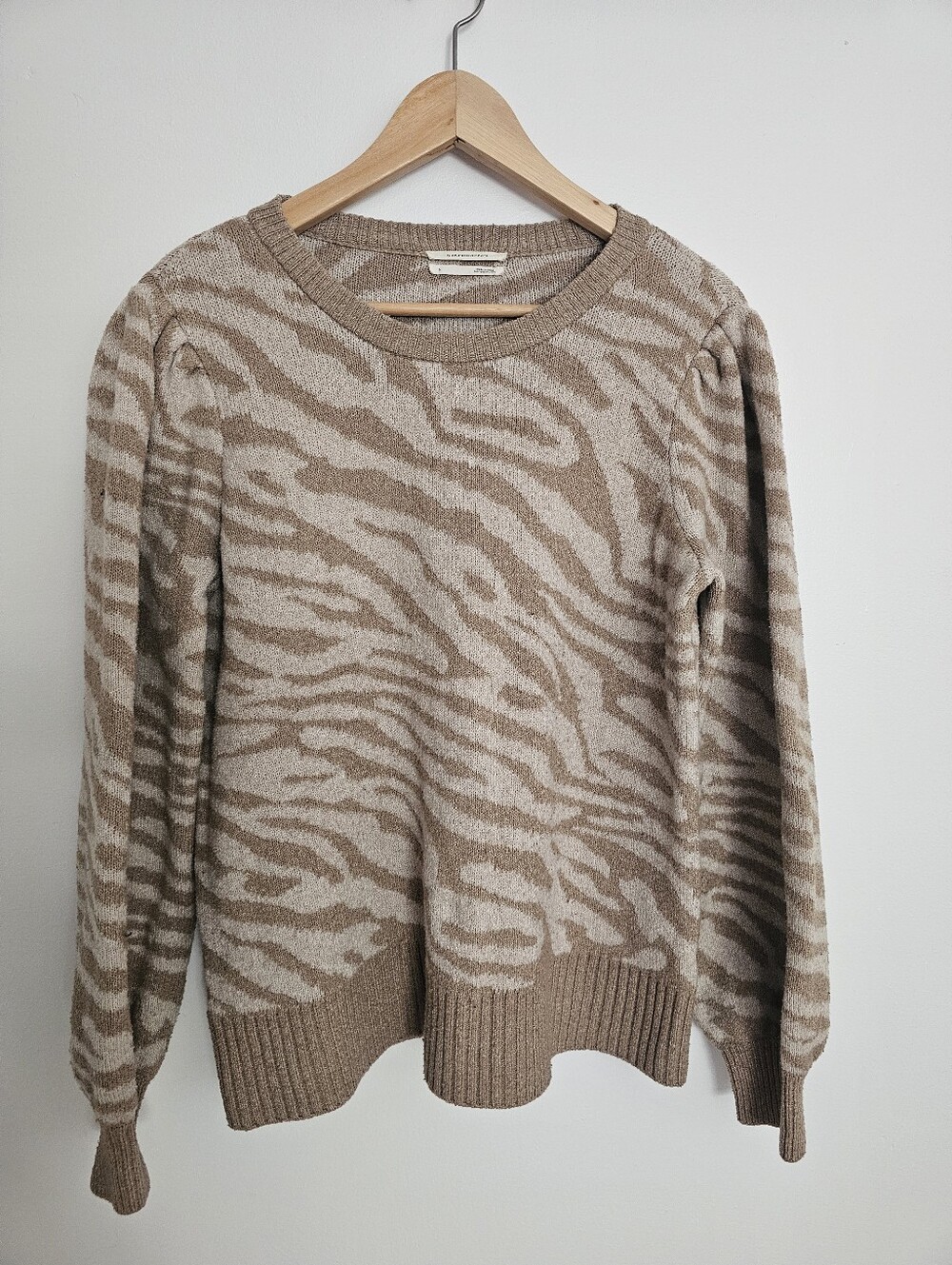 Anthropologie Animal Print Sweater in Brown Beige Size S
